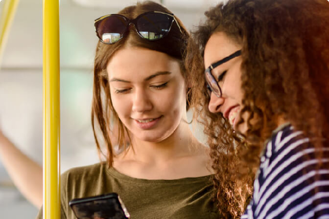 students_opt Students riding the bus and using the RTC App